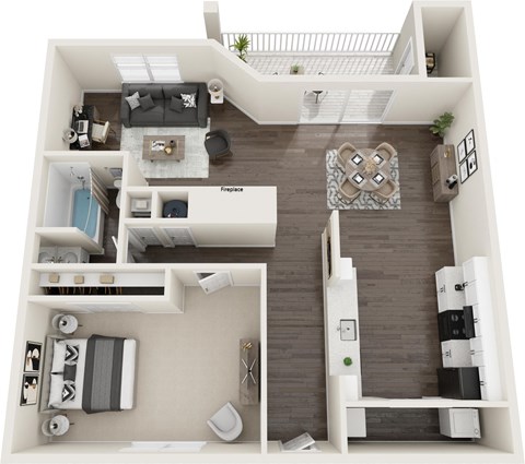 a 3d rendering of a floor plan of a house